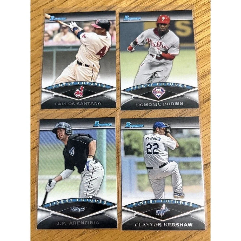 2011 Bowman Finest Futures Insert Lot 4 Clayton Kershaw Carlos Santana